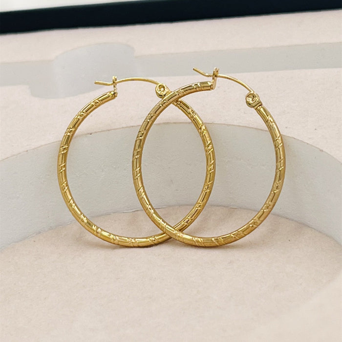 Wholesale Striped large ear loops vacuum electroplated gold