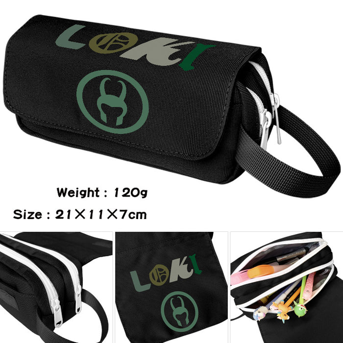Wholesale Cartoon Canvas Pencil Case Double Layer Large Capacity Waterproof With Handle For Students
