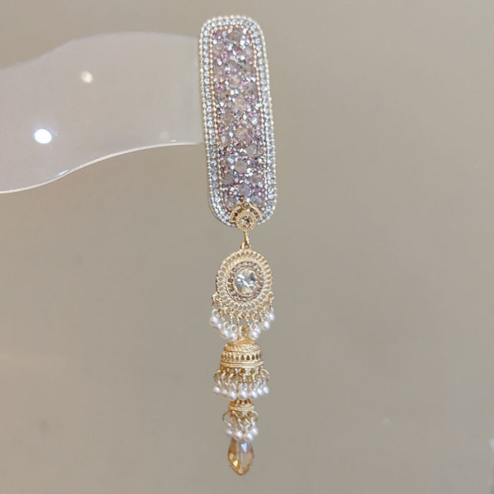 Wholesale women's pink rhinestone tassel hair clip
