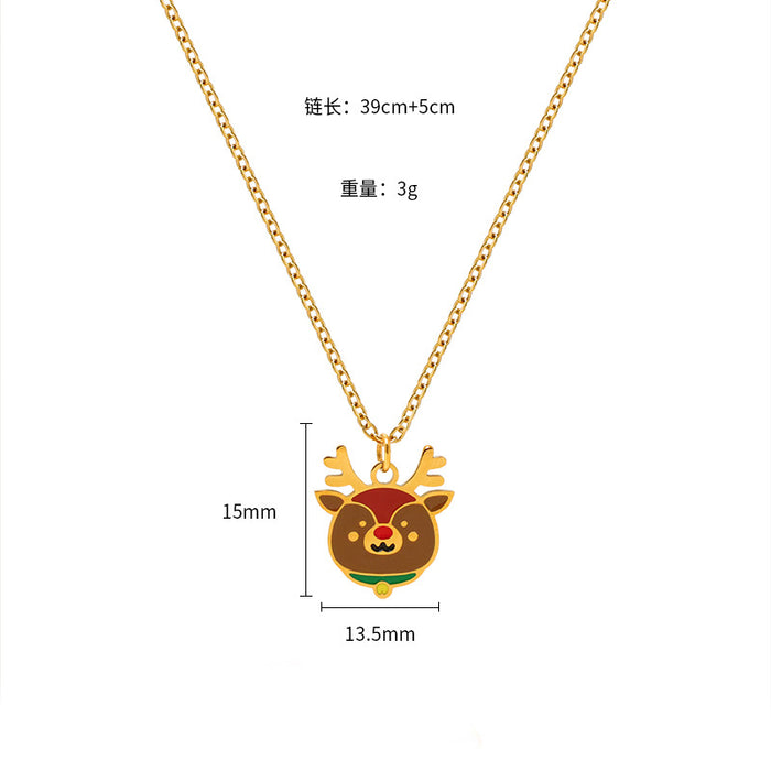Wholesale Christmas Cartoon Oil Dripping Creative Design Necklace