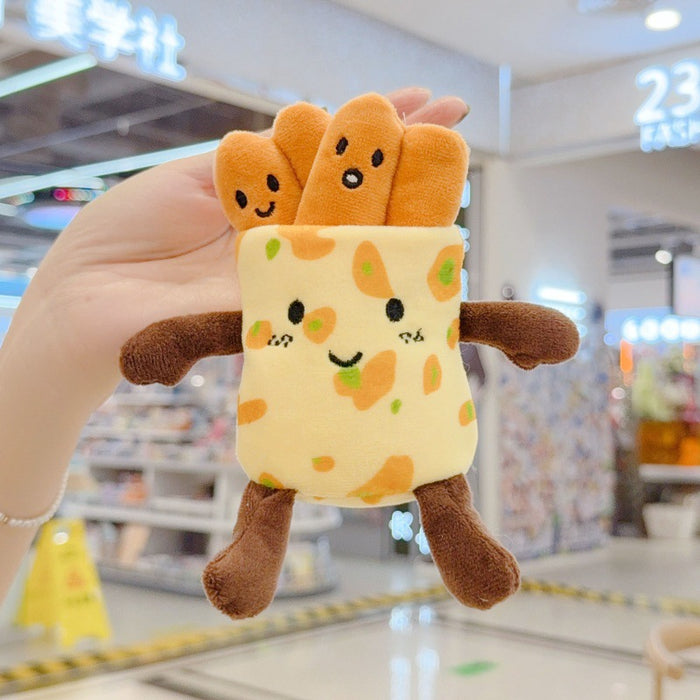 Wholesale Food Pancake  French Fries Plush Pendant Keychain Cotton Doll