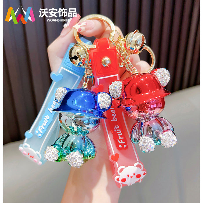 Wholesale Plating Diamond Bear Keychain JDC-KC-GSWA004