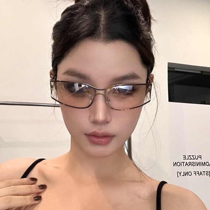 Wholesale Personalized sunglasses, hollow metal sunglasses, cycling narrow frame sunglasses