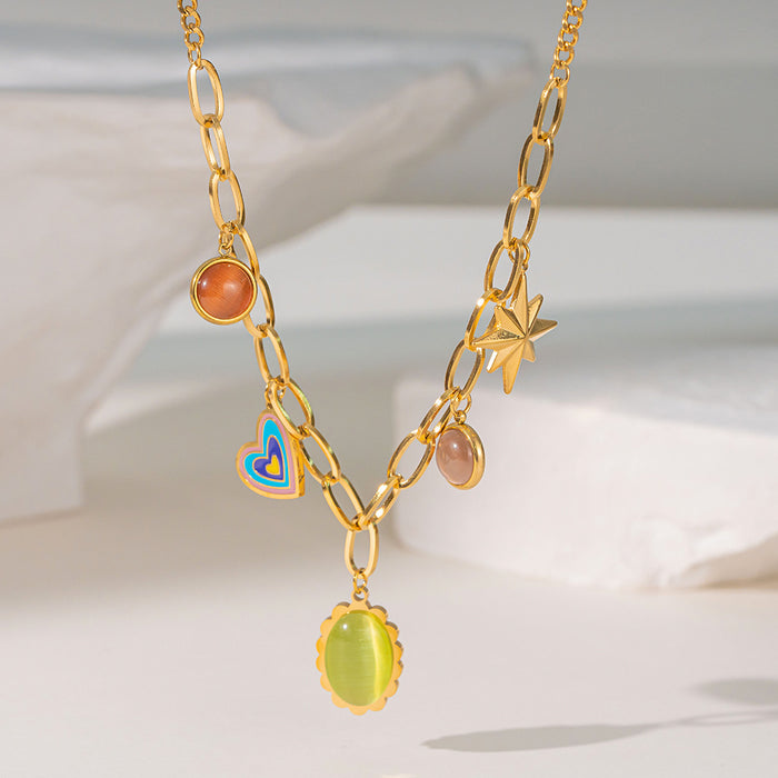 Wholesale Opal necklace love  clavicle chain  pendant necklace