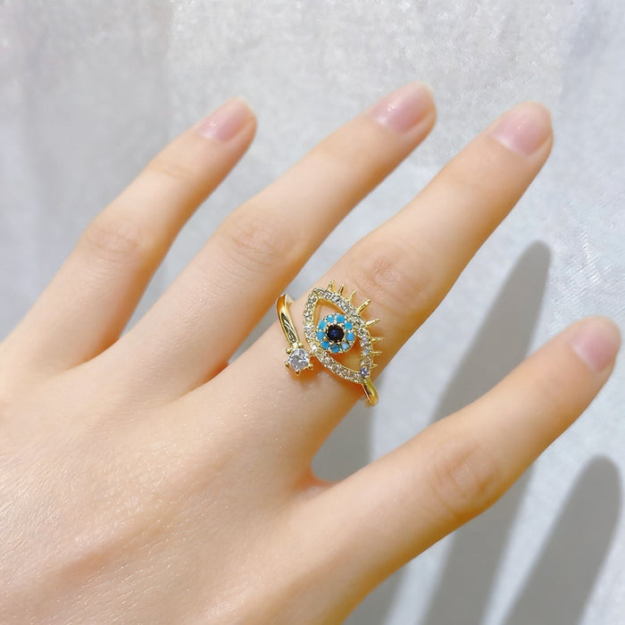 Wholesale evil eye Ring for Women with Blue Eyes Adjustable