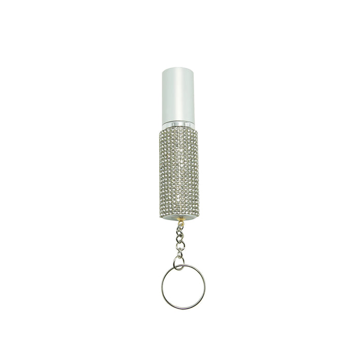 Wholesale Modern Alloy Rhinestone Perfume Bottle Keychain Pendant Portable 5Ml Atomizer Car Key Accessory For Women