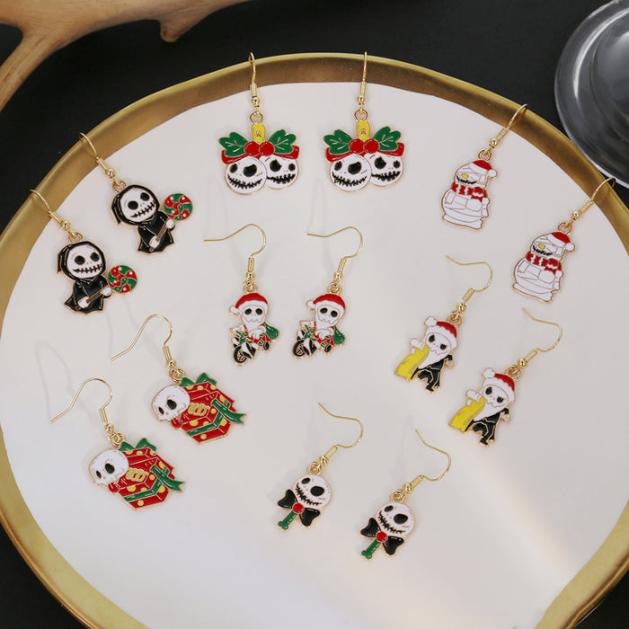 Wholesale Cartoon Design Gift Box  Earrings Female Personality  Funny Skull Earrings