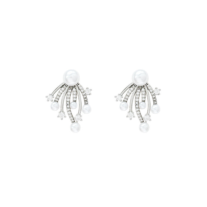 Wholesale Super shiny full zirconium firework pearl earrings all-match earrings