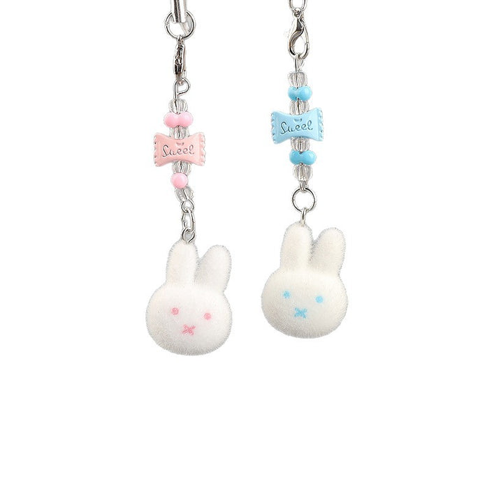 Wholesale Flocked Bunny Keychain