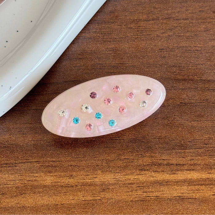 Wholesale Rhinestone Oval Hairpin Side Clip Acetic Acid Duckbill Clip Advanced Sense Bangs Clip