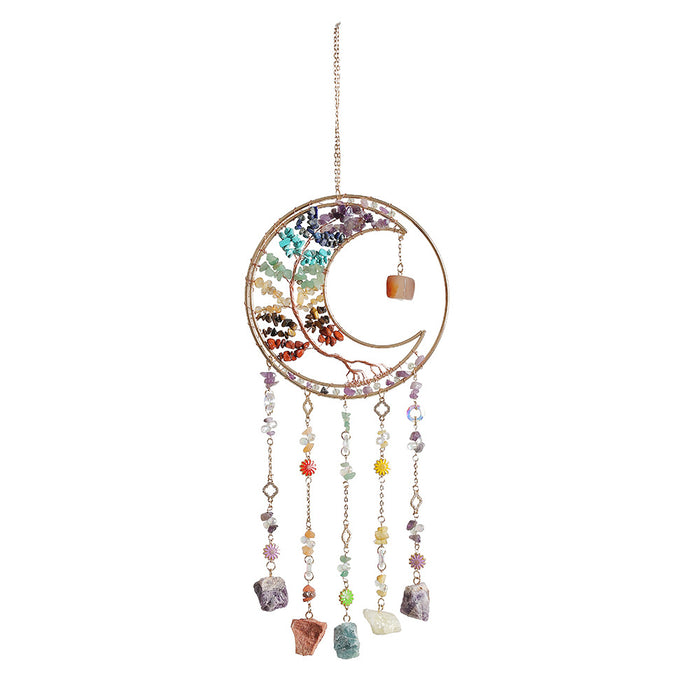 Wholesale Tree of Life Sun Catcher Colorful Crushed Stone Crysta Window Decorative Wind Chime