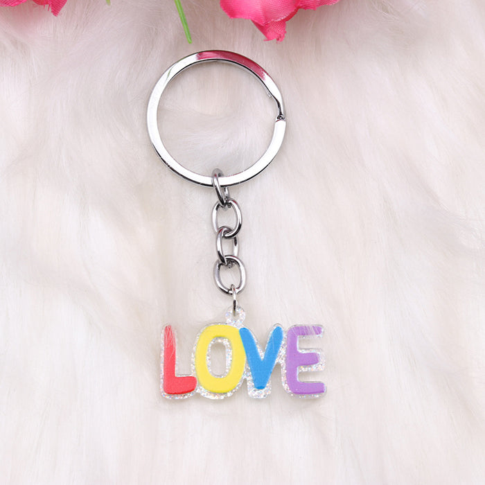 Wholesale Rainbow Love Acrylic Keychain JDC-KC-MingM003