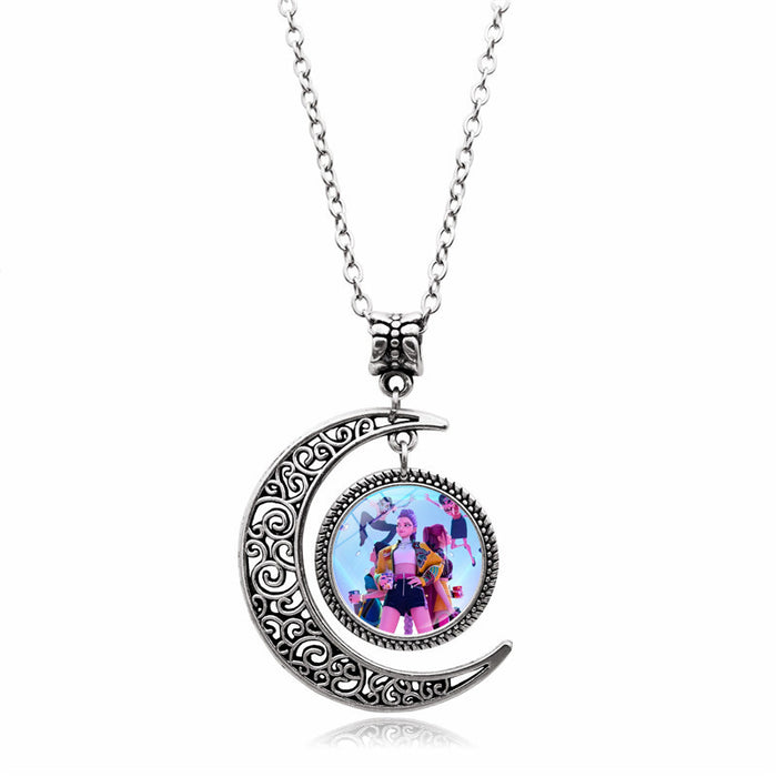 Wholesale K-POP Moon Pendant Necklace, Creative and Personalized Accessory
