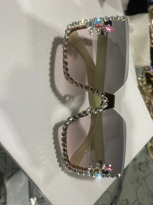 Wholesale Cat eye diamond studded flat mirror anti blue light new fashionable glasses frame personalized sunglasses glasses frame