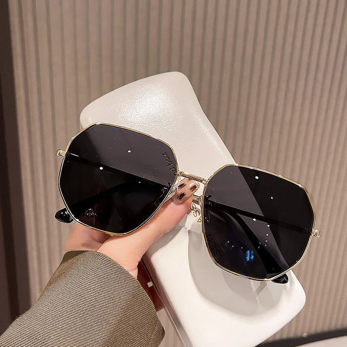 Wholesale Transparent Blue sunglasses polygonal metal driving sunglasses