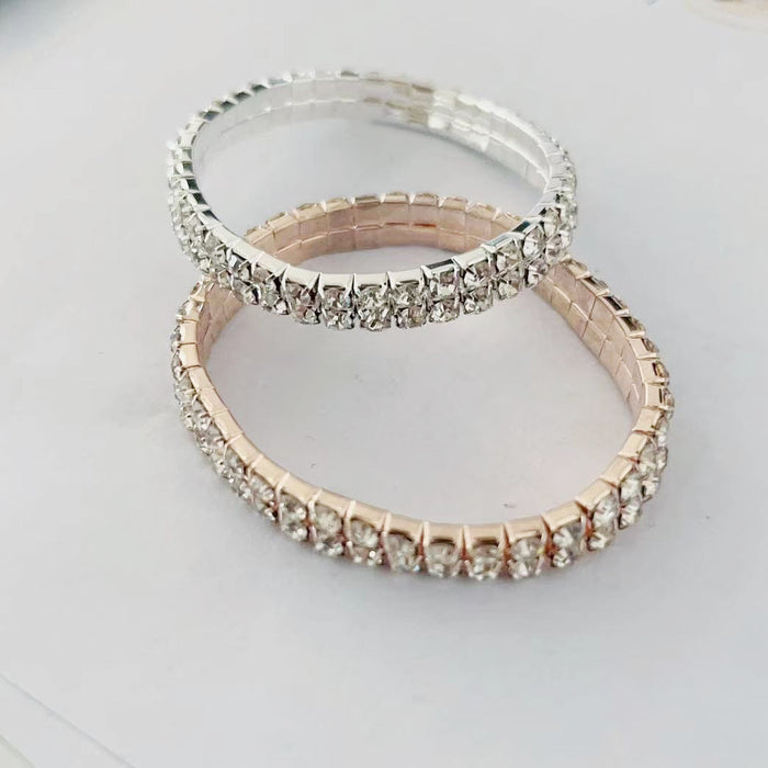 Wholesale Full Diamond Double Row Elastic Bracelet JDC-BT-YG002