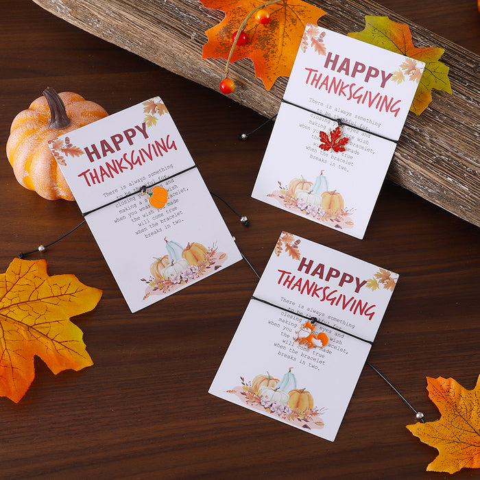 Wholesale Thanksgiving Personalized Creative Maple Leaf Turkey Pine Cone Bracelet Simple Color Card Jewelry