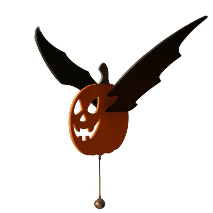 Wholesale Hand-carved flying bat pumpkin wooden hanging  decoration for indoor and outdoor use