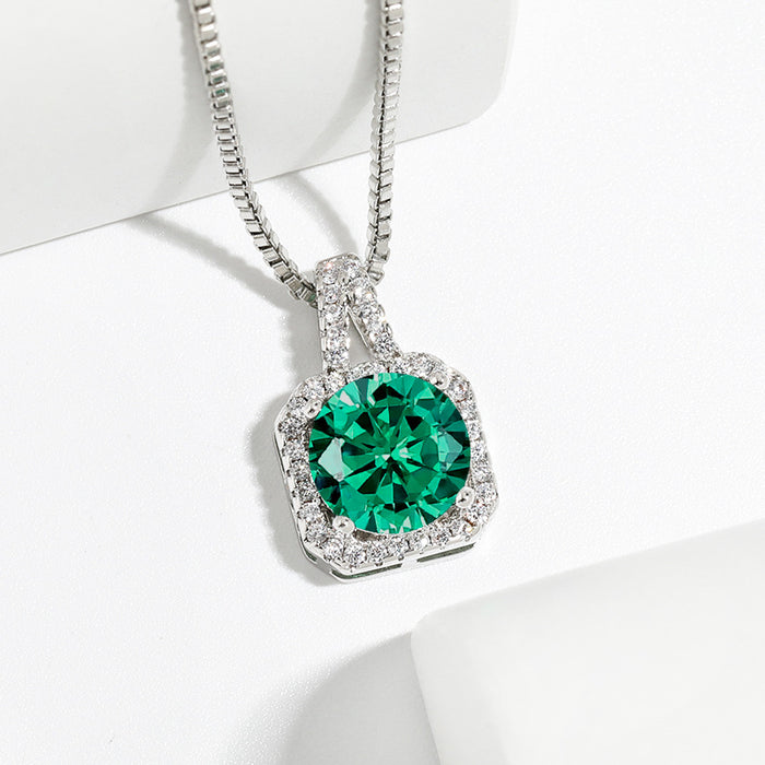 Wholesale Twelve Stars Stone Square Sugar Necklace High-grade Four-claw Square Bag Necklace