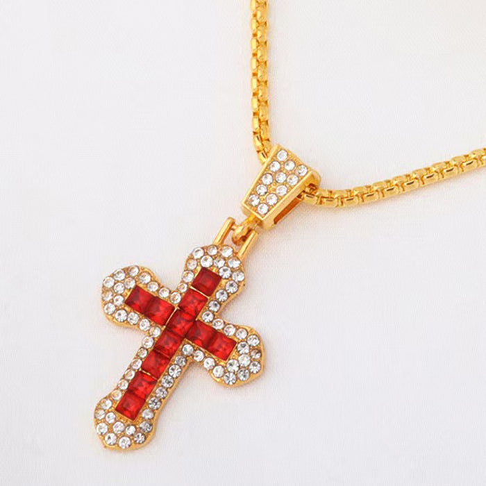 Wholesale Long necklace with Diamond-Accented Cross Pendant