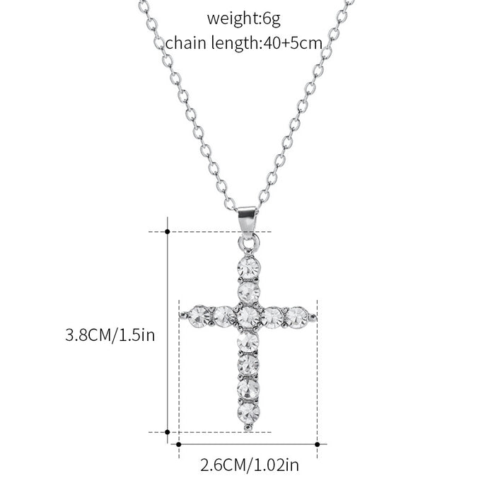 Wholesale Personalized jewelry with diamond studded alloy cross necklace, simple pendant