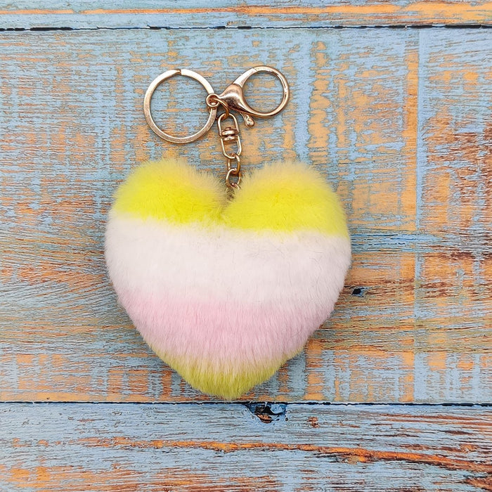 Wholesale Striped Love Plush Peach Heart Keychain Car Keychain Bag Plush Pendant