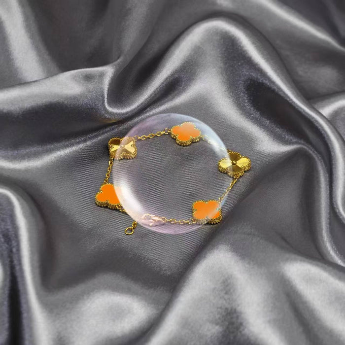 Wholesale Stylish Four Leaf Clover Bracelet In Gold Stainless Steel Chic Gift For Everyday Wear