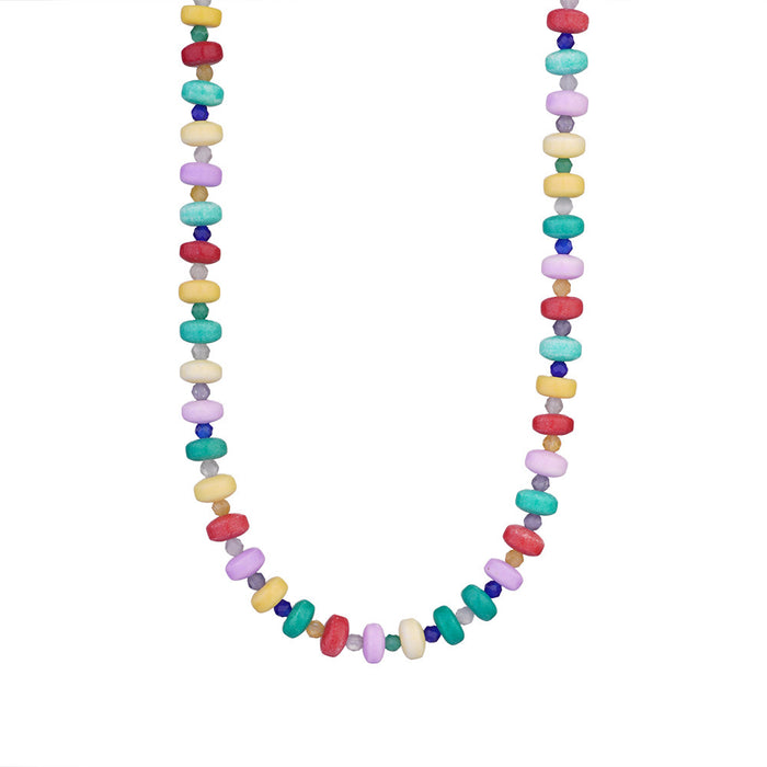 Wholesale Colorful natural stone necklace, niche design, women's handmade woven necklace