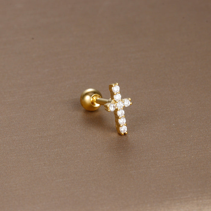 Wholesale Jewelry Stainless Steel Ear Nail Zircon Ball Screw Women