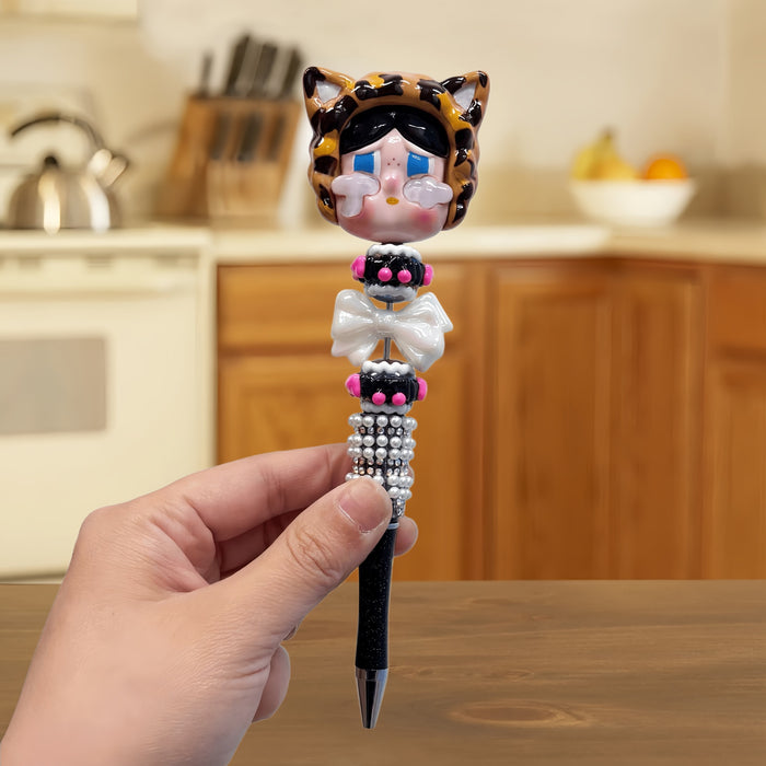 Wholesale DIY Beaded Cartoon Pen Set - 10 Colors Cute Cry Baby Girl Design for Students
