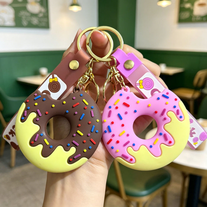 Wholesale Silicone PVC Cute Ice Cream Donut Keychain Pendant Bag Charm