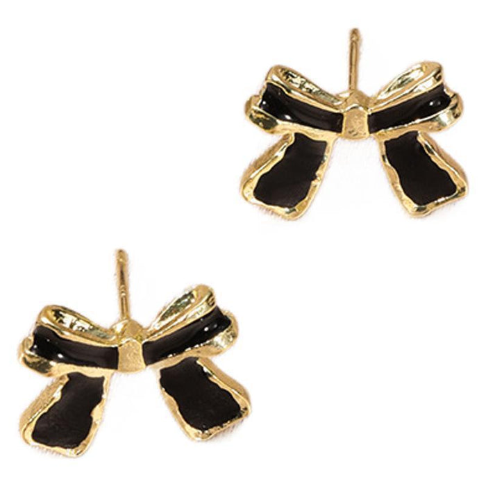 Wholesale S925 silver needle earrings, Korean style black bow new style