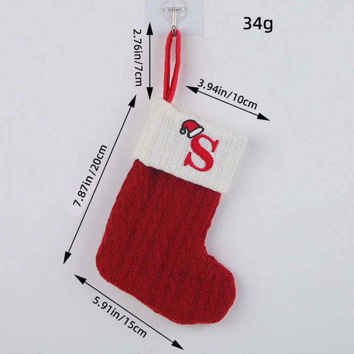 Wholesale Classic Red Letter Christmas Socks Wool Knitted Christmas Socks Festive Christmas Pendant Decoration