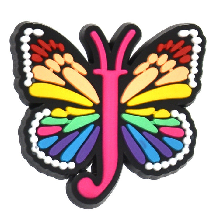 Wholesale 100 PCS PVC Cartoon Butterfly Alphabet DIY Shoe Buckles JDC-SC-RYY004