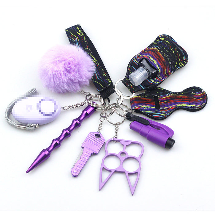 Wholesale Hand Sanitizer Bag Zinc Alloy Wrist Multi-function Keychain 10-piece Set JDC-KC-TouMS015