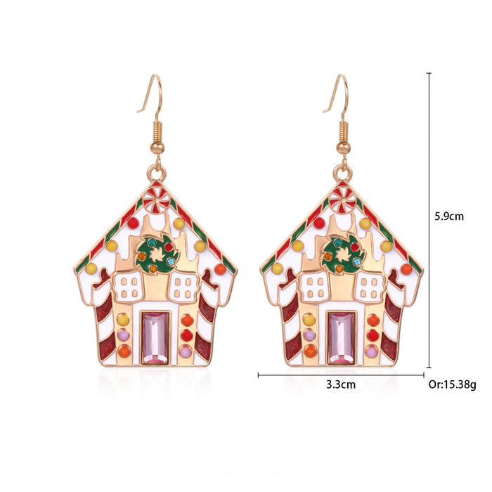 Wholesale Alloy bell snowman elk gingerbread man earrings Christmas earrings