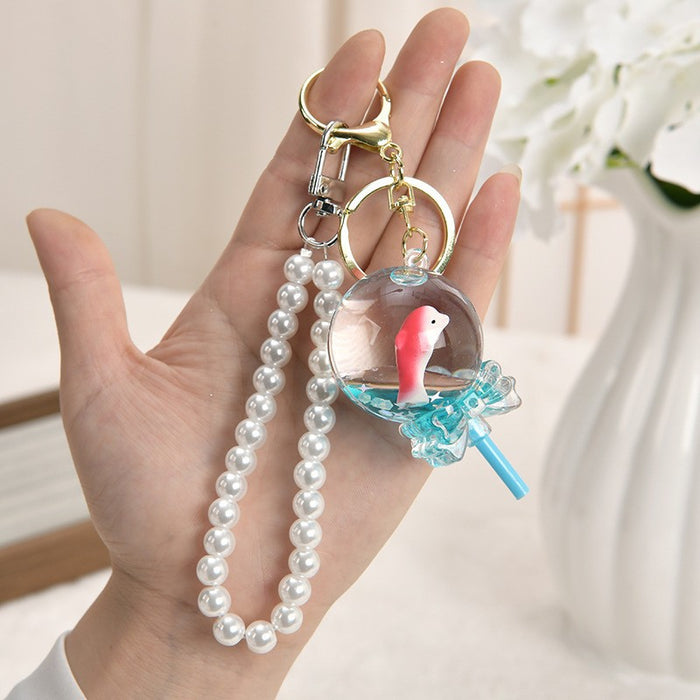 Wholesale Oil-Filled Bottle Aquarium Marine Animal Keychain