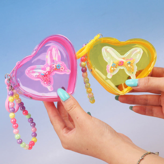 Wholesale Heart Butterfly Transparent Jelly PVC Coin Purse Stylish Fashion Accessory Gift