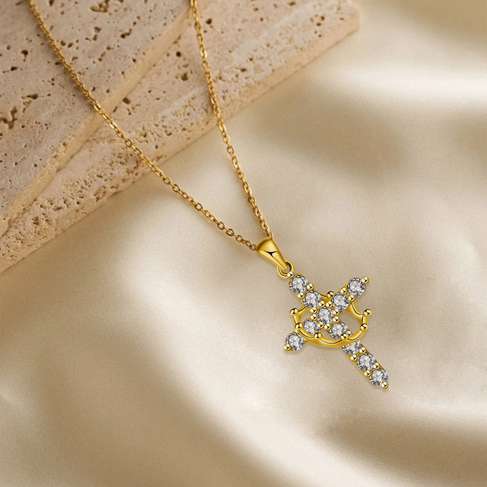 Wholesale Crown cross necklace, light luxury, niche, high-end accessories