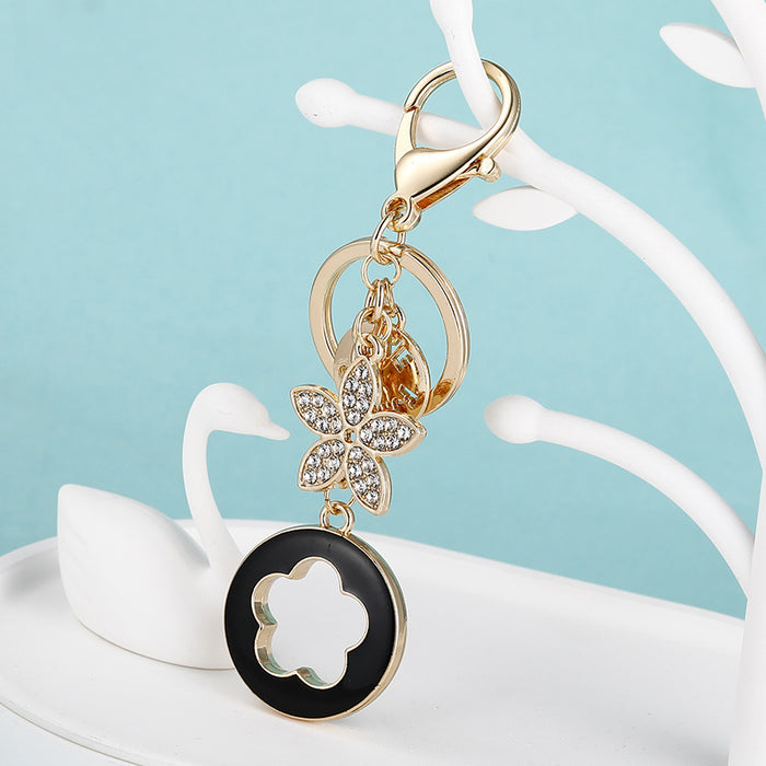 Wholesale Diamond Oil Drop Clover Alloy Keychain JDC-KC-CH115