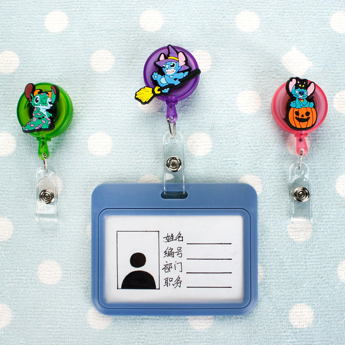 Wholesale Cartoon Badge Scroll Retractable Plastic Keychain JDC-KC-LuoKe007