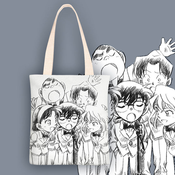 Wholesale Vertical square canvas shoulder bags with anime character print