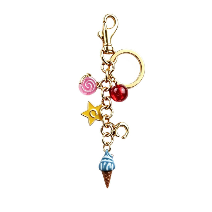 Wholesale Alloy Fruit Ice Cream Bag Charm Keychain Gold Silver Star Pendant Trendy Fashion Accessory Gift Resale