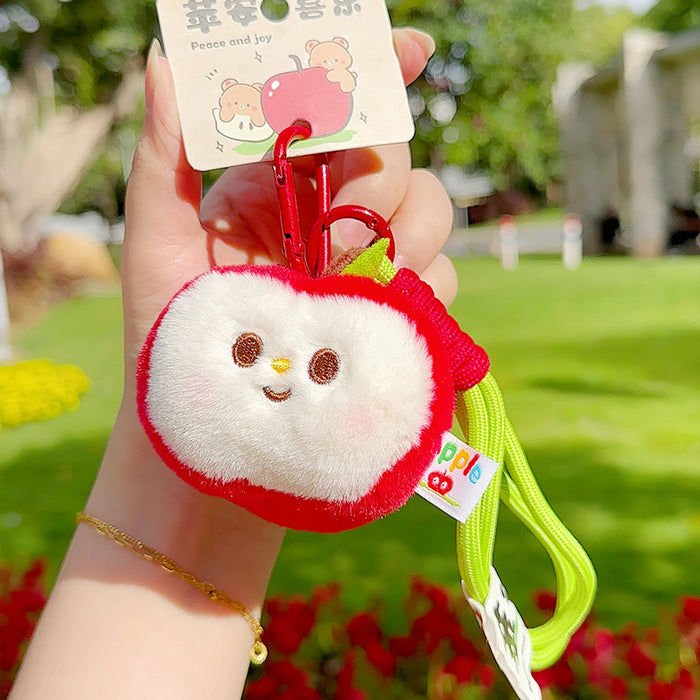 Wholesale Half Apple Plush Pendant Couple Keychain