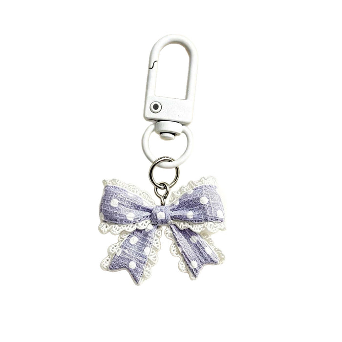 Wholesale Stylish Blue Polka Dot Butterfly Bow Keychain Bag Charm Fresh Style Girls Gift Boutique Resale