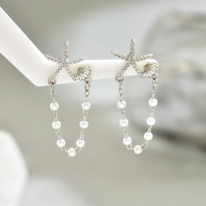Wholesale Star Shell String Pearl Design Earrings