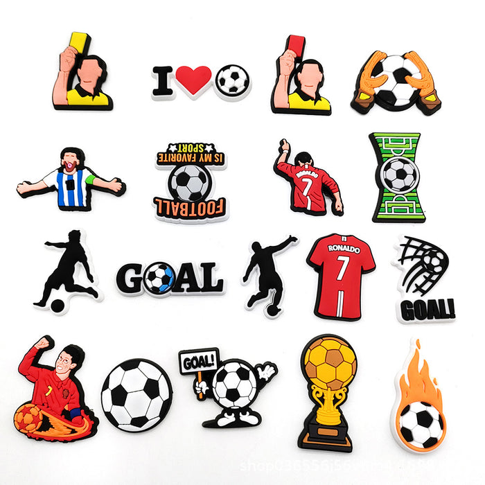 Wholesale 10PCS Cartoon Football Sports Series PVC Hole Shoes Shoe Buckle JDC-SC-WanX008