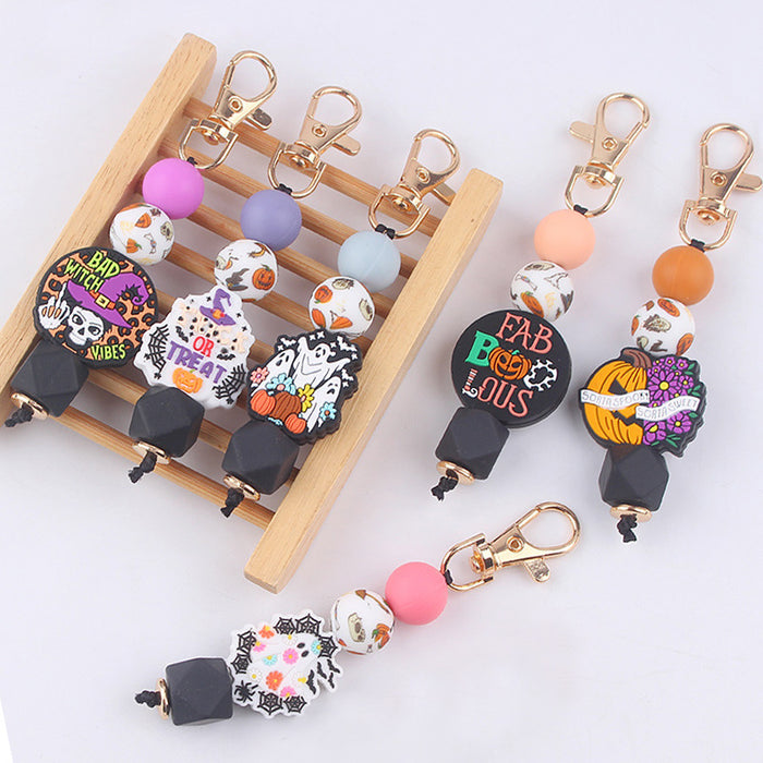 Wholesale Cartoon Halloween Silicone Bead Keychain JDC-KC-GuangTian040