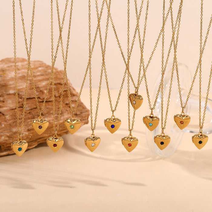 Wholesale Heart-Shaped Stainless Steel Contion Necklace