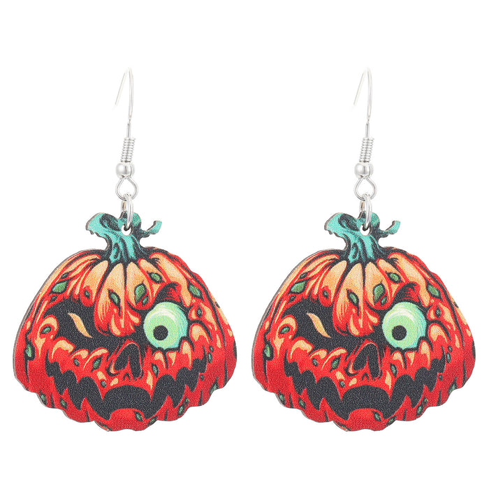 Wholesale  Western Style  Pumpkin Pendant Earrings Wooden Gothic Cartoon Earrings